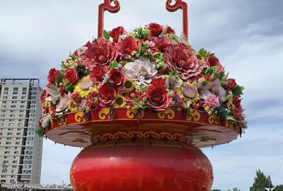 玻璃鋼大花籃，國慶節日慶典花籃雕塑